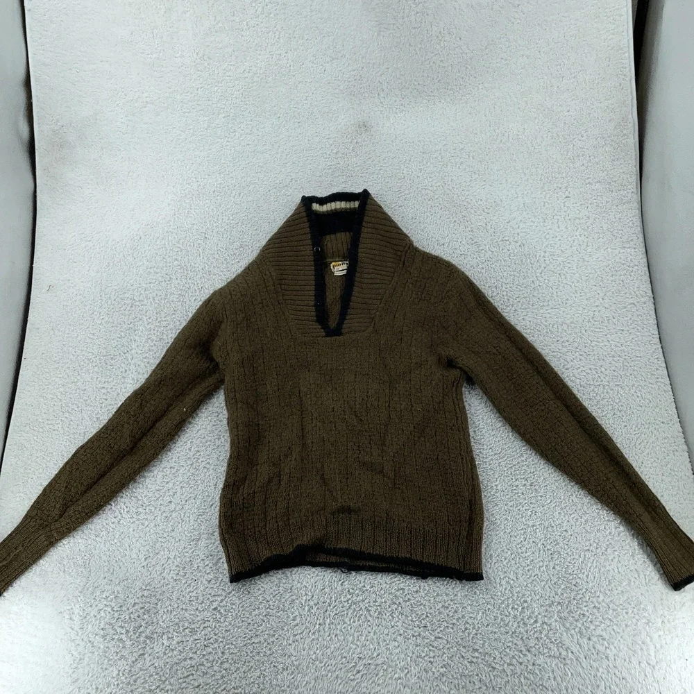 Vintage Puritan Sportswear Mohair Wool Blend Sweater Mens XS‎ Brown Shawl Collar